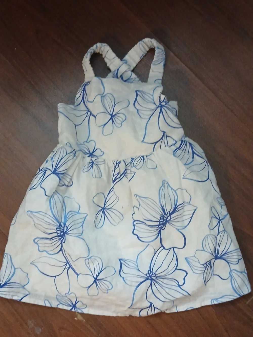 GAP Baby White Dress with Blue Floral Print